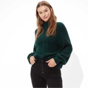 American Eagle Dark Green Mock-Neck Sweater